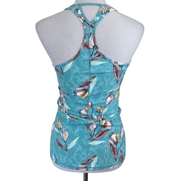 CALIA by Carrie Underwood Green Floral Racerback Move Fitted Tank Top XS & Small - Picture 2 of 9